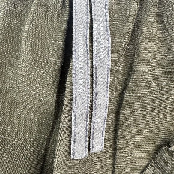 Anthropologie Shirt Dress Womens Small Nicole Linen Blend Green Puff Sleeve - Picture 11 of 14